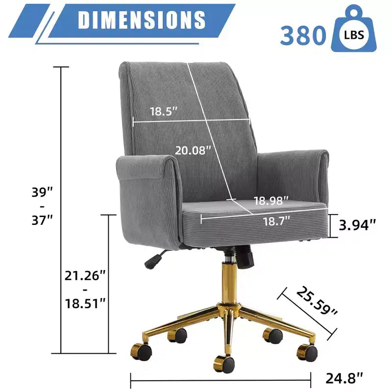 Silla de oficina elevable con respaldo medio, tela a rayas, ergonómica. Ideal para trabajar, estudiar y relajarse.