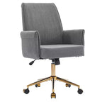 Silla de oficina elevable con respaldo medio, tela a rayas, ergonómica. Ideal para trabajar, estudiar y relajarse.