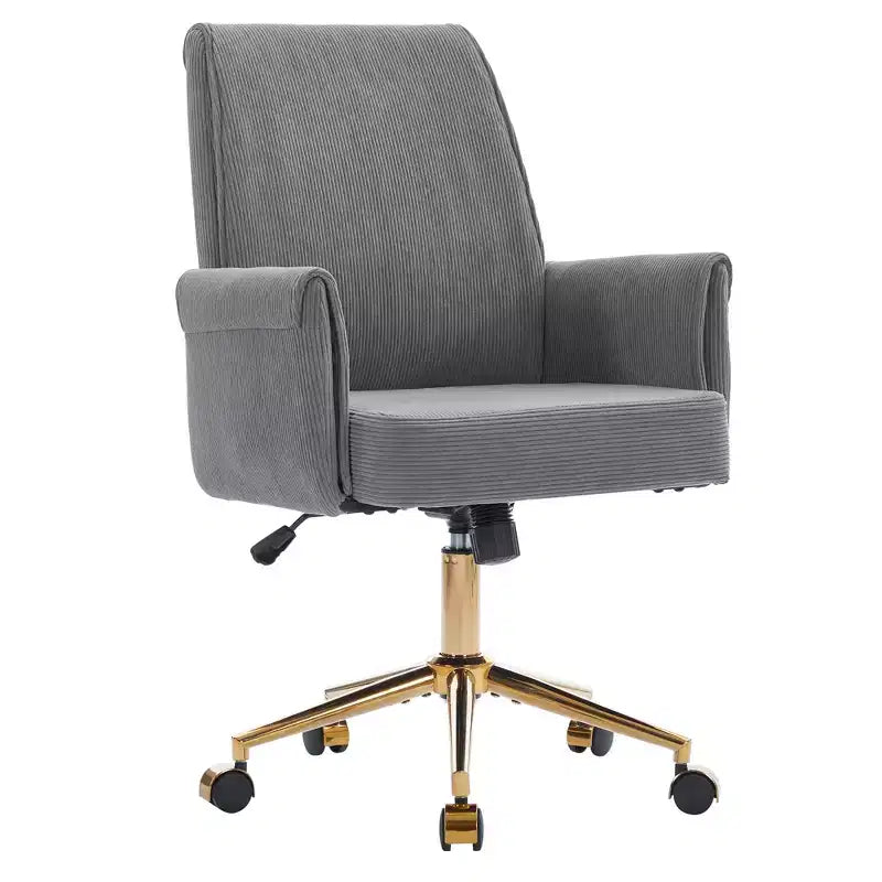 Silla de oficina elevable con respaldo medio, tela a rayas, ergonómica. Ideal para trabajar, estudiar y relajarse.