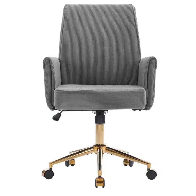 Silla de oficina elevable con respaldo medio, tela a rayas, ergonómica. Ideal para trabajar, estudiar y relajarse.