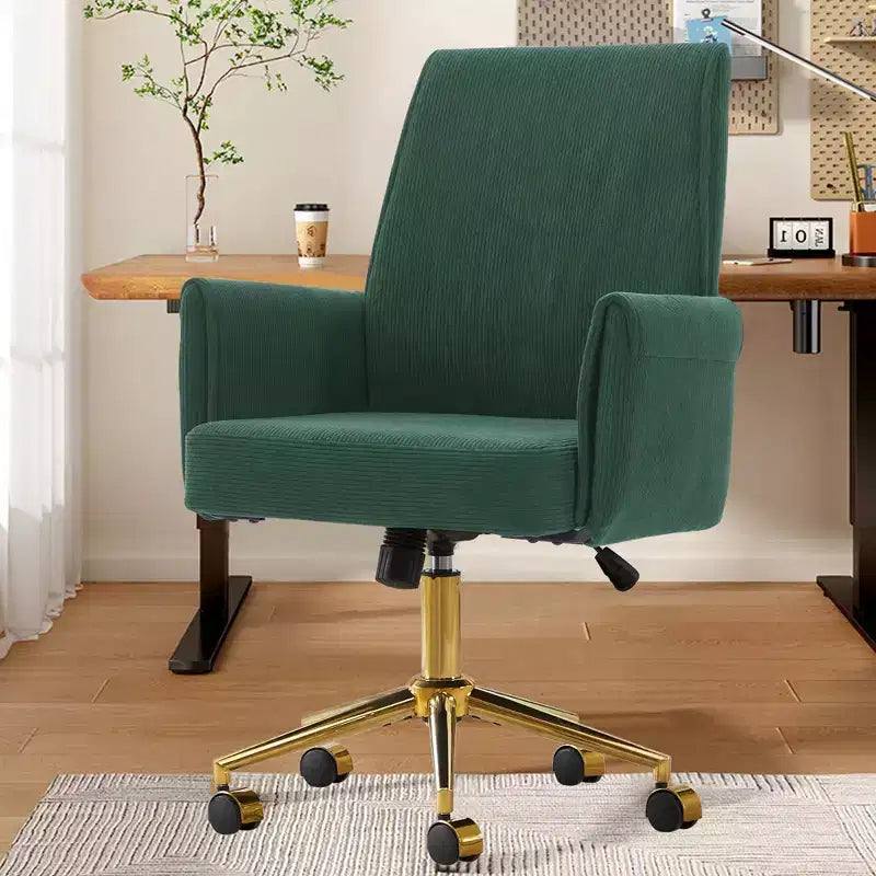 Silla de oficina elevable con respaldo medio, tela a rayas, ergonómica. Ideal para trabajar, estudiar y relajarse.
