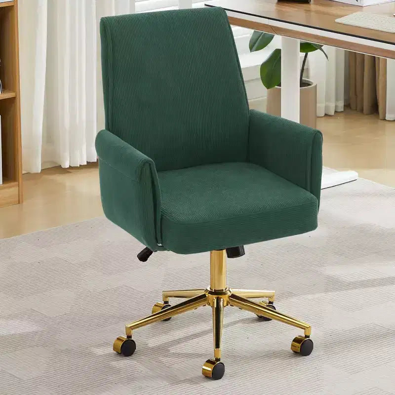 Silla de oficina elevable con respaldo medio, tela a rayas, ergonómica. Ideal para trabajar, estudiar y relajarse.