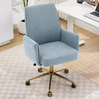 Silla de oficina elevable con respaldo medio, tela a rayas, ergonómica. Ideal para trabajar, estudiar y relajarse.
