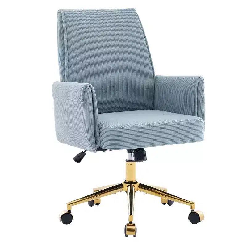 Silla de oficina elevable con respaldo medio, tela a rayas, ergonómica. Ideal para trabajar, estudiar y relajarse.