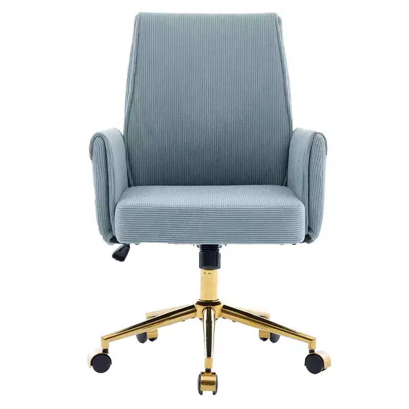 Silla de oficina elevable con respaldo medio, tela a rayas, ergonómica. Ideal para trabajar, estudiar y relajarse.