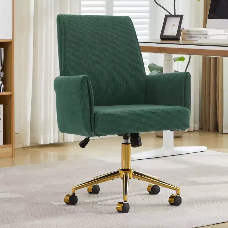 Silla de oficina elevable con respaldo medio, tela a rayas, ergonómica. Ideal para trabajar, estudiar y relajarse.