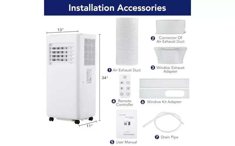 GustoWave 10,000 BTU Portable Air Conditioner - 3-in-1 Cooling, Dehumidifier & Fan - Cools up to 450 Sq.Ft, Ultra-Quiet, Energy Efficient, Remote