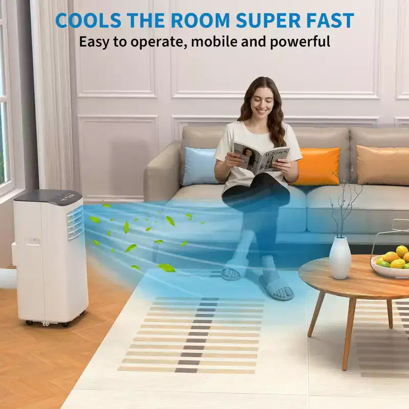 8000 BTU Portable Air Conditioner for Rooms Up to 350 Sq Ft, 3-in-1 AC Unit with Fan, Dehumidifier, Remote & Sleep Mode
