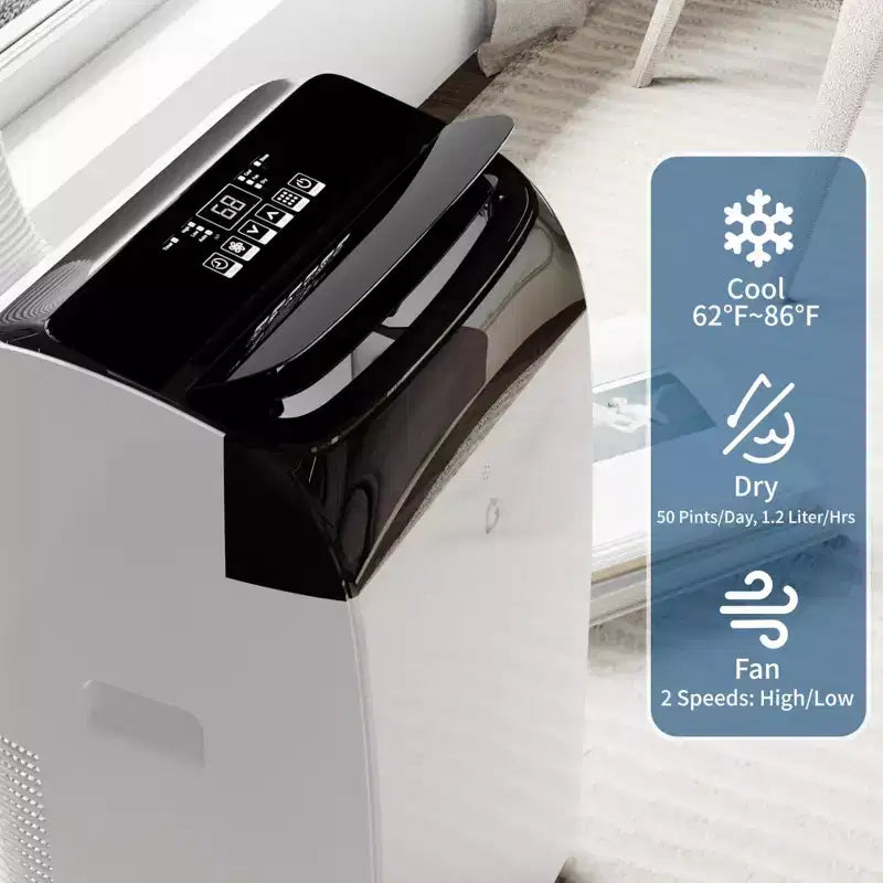 GustoWave 12000 BTU Portable Air Conditioner, 3-IN-1 Smart AC Units with Remote Control for Rooms up to 550 Sq.ft