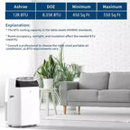 GustoWave 12000 BTU Portable Air Conditioner, 3-IN-1 Smart AC Units with Remote Control for Rooms up to 550 Sq.ft