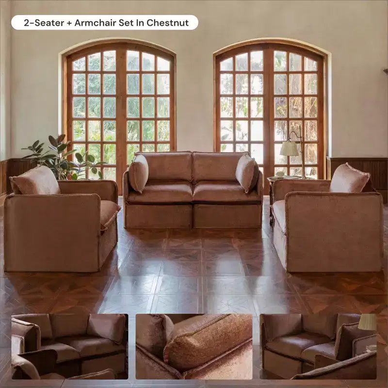 Sofá Modular Lavable de 4 Plazas con Otomana tipo Banco