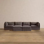 Anabei Modular Washable 4-Seater Sofa + Bench Ottoman | Deluxe+ Seat & Cloud Pillow