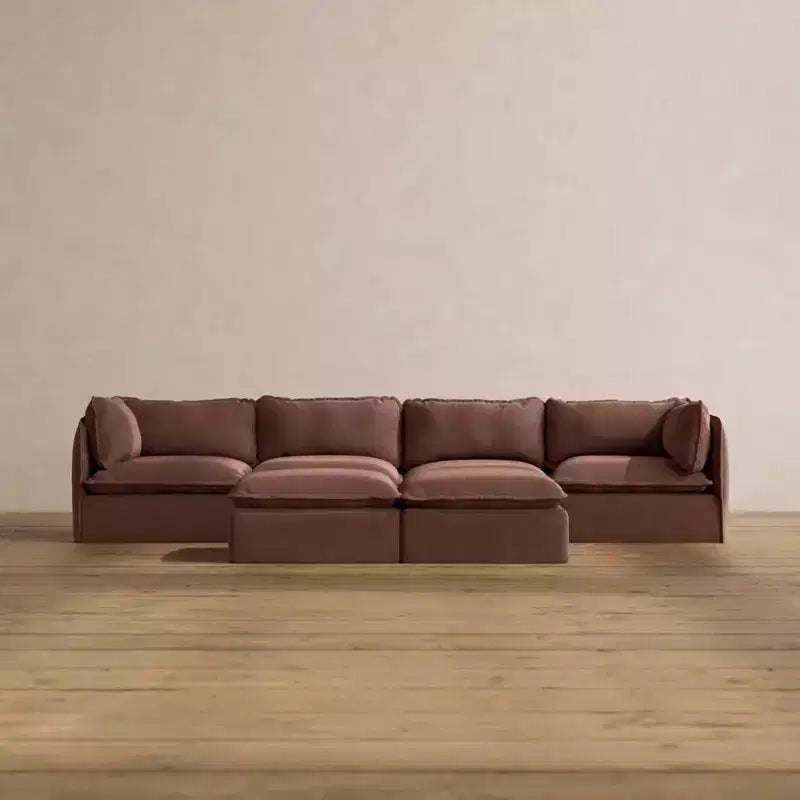Sofá Modular Lavable de 4 Plazas con Otomana tipo Banco