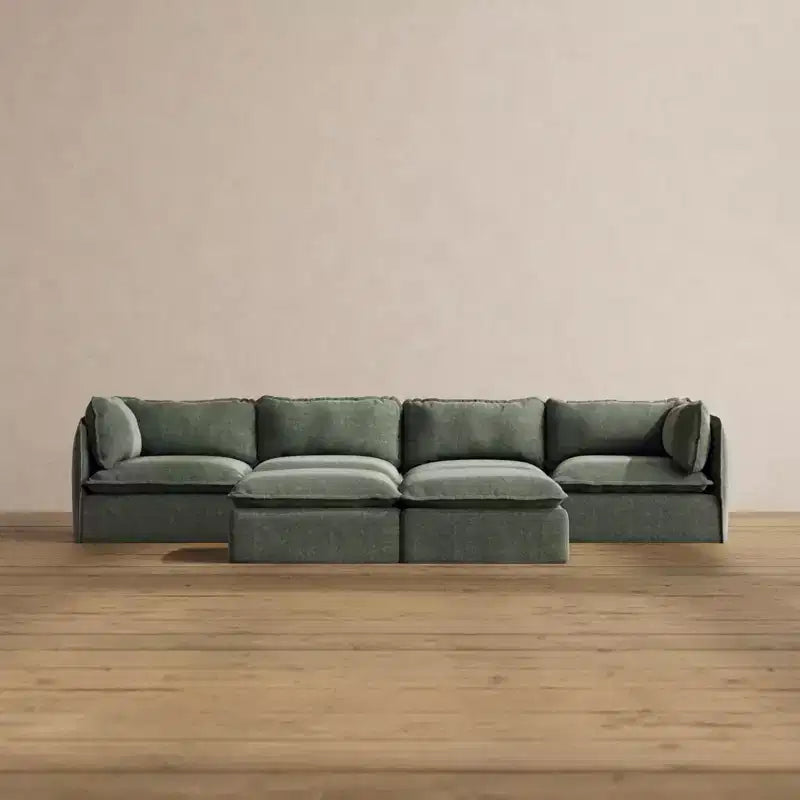Sofá Modular Lavable de 4 Plazas con Otomana tipo Banco