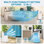GustoWave 8,000 BTU 3-in-1 Portable Air Conditioner - Cools Up to 450 Sq.Ft, Quiet <42dB with 24H Timer & Remote, Floor Standing
