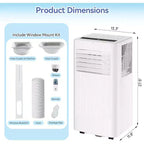 10,000 BTU 3-in-1 Portable Air Conditioner - Cools Up to 560 Sq.Ft, LED Display, Remote Control & Window Venting Kit Included