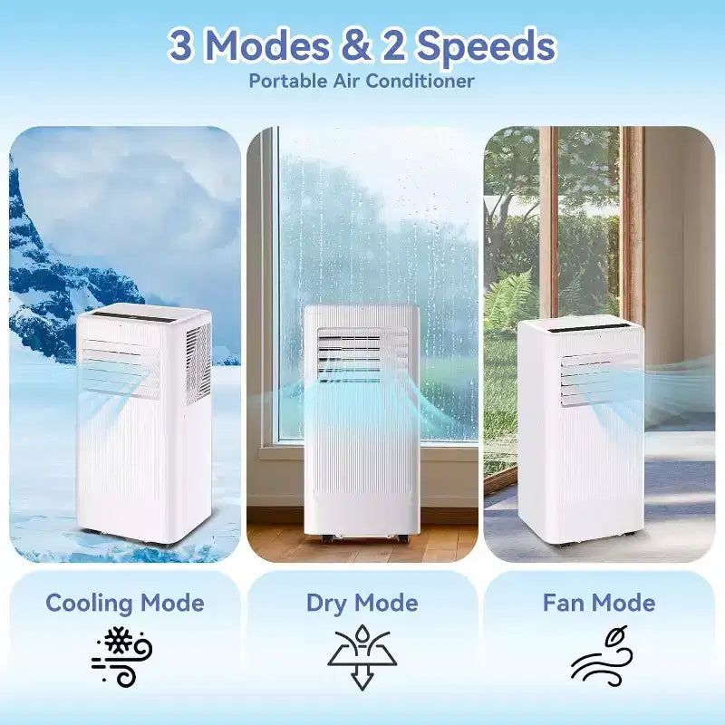 10,000 BTU 3-in-1 Portable Air Conditioner - Cools Up to 560 Sq.Ft, LED Display, Remote Control & Window Venting Kit Included