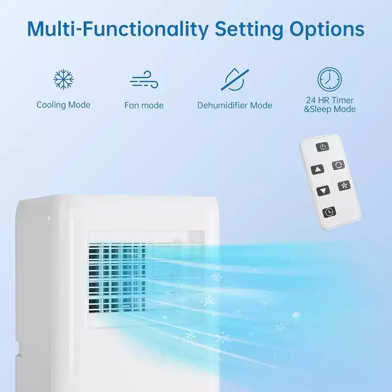 GustoWave 10000 BTU Portable Air Conditioner for Room up to 450 Sq. Ft. with 24H Timer, Sleep Mode