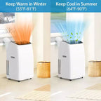 GustoWave 14000 BTU Portable Air Conditioner with Heater, Indoor AC Unit for Rooms up to 750 Sq.ft, White/Black