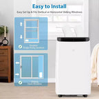 GustoWave 14000 BTU Portable Air Conditioner with Heater, Indoor AC Unit for Rooms up to 750 Sq.ft, White/Black