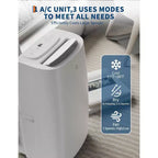 14,000 BTU 3-in-1 Portable Air Conditioner - Cools Up to 700 Sq.Ft, 24H Timer, Remote Control for Bedroom & Office