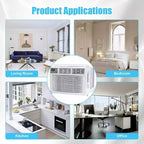 GustoWave Window Air Conditioner, Small AC Window Unit with Remote and Window Kit, White
