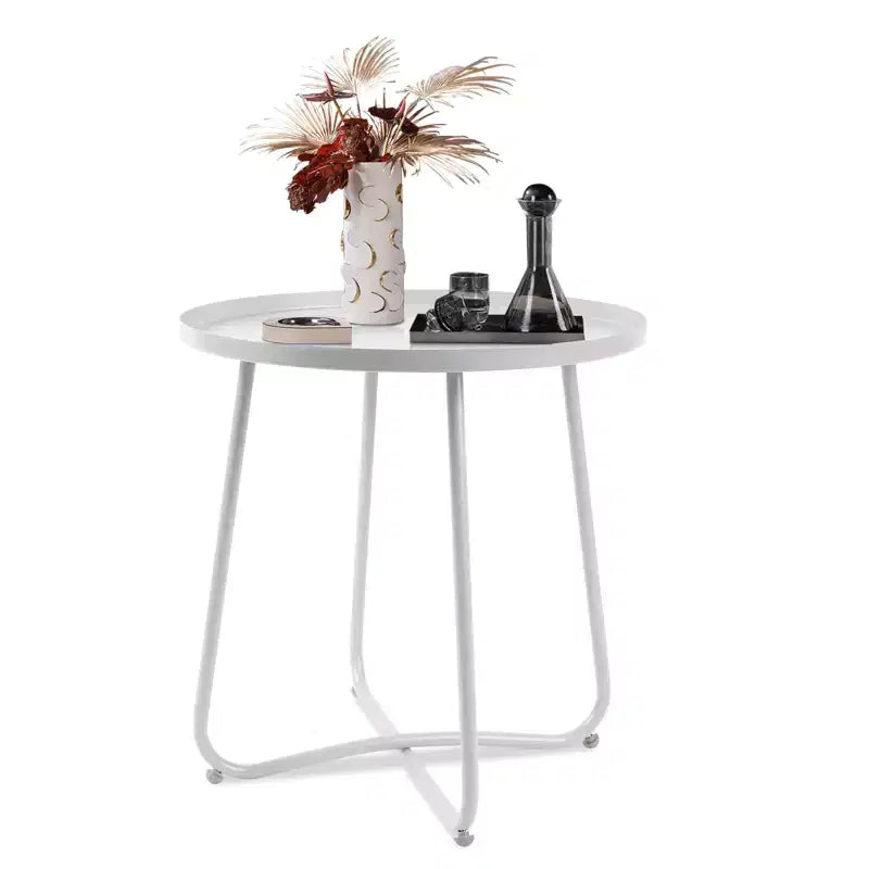 Mesa auxiliar redonda de metal para exteriores