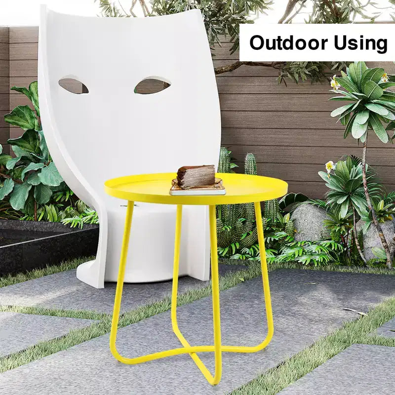 Mesa auxiliar redonda de metal para exteriores