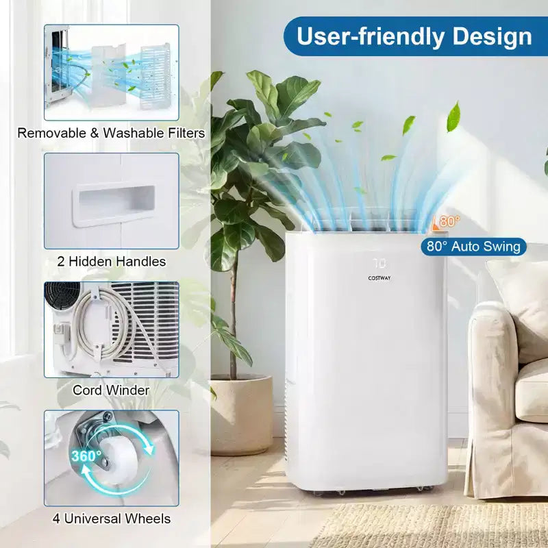 Costway 15000 BTU Inverter Portable Air Conditioner with Fan, Dehumidifier, Auto Swing