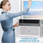Acekool 8,000 BTU Window Air Conditioner, U-Shaped Quiet AC Unit with Dehumidifier & Fan, Cools Up to 370 Sq Ft, Remote, Easy Install