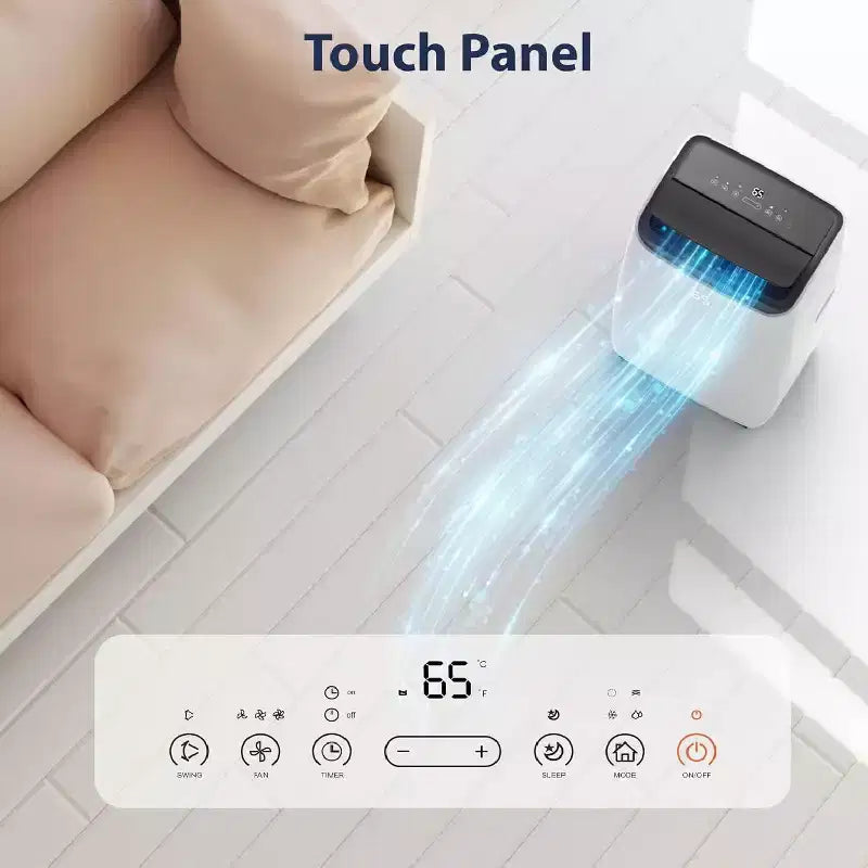 GustoWave 14000 BTU Portable Air Conditioner with Cooling, Dehumidifying & Fan, 24-Hour Timer Cools Up to 750 Sq. Ft., Balck