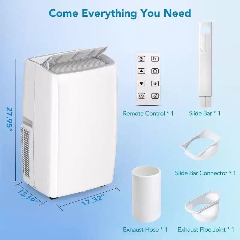 GustoWave Portable Air Conditioner, 14000 BTU AC Unit for Home & Office Use, Rooms Up to 750 Sq.Ft.