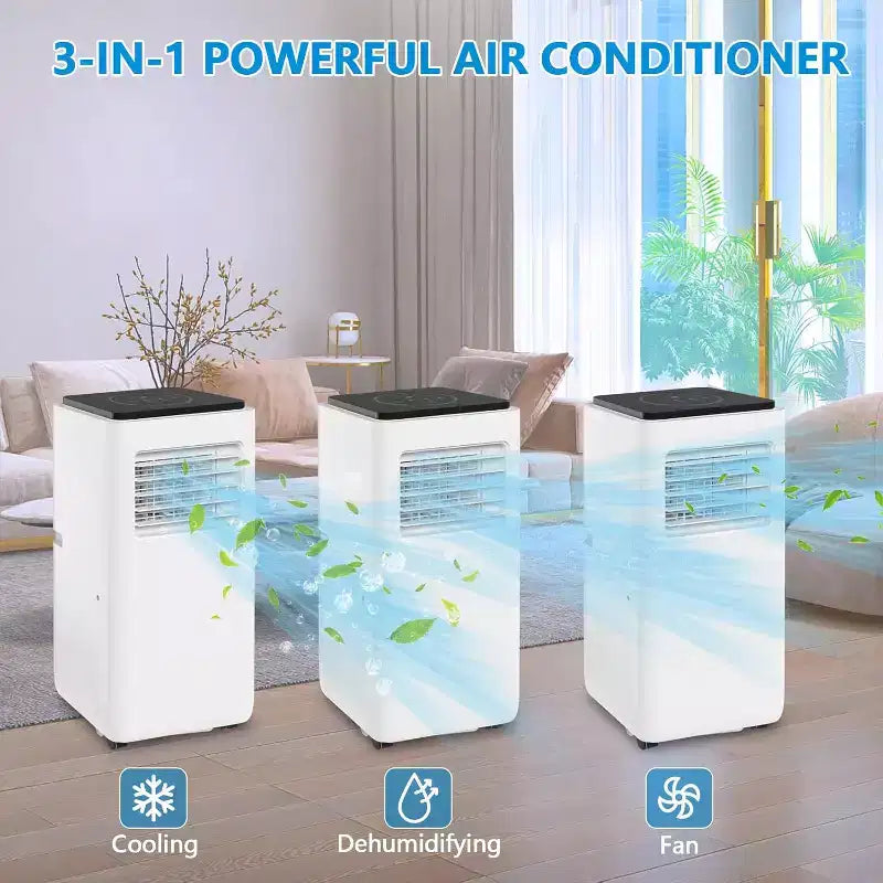 GustoWave 8000 BTU Portable Air Conditioner, Energy Efficient AC Unit with Remote Control, 24H Timer, Rooms Up to 350 Sq. Ft.