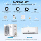 9000 BTU Mini Split AC & Heater - 20 SEER2 Ductless Inverter System, Self-Cleaning, WiFi/Alexa/Remote, Installation Kit, Cools 450 Sq.Ft, US Standard