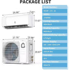 9000 BTU Mini Split AC & Heater - 20 SEER2 Ductless Inverter System, Self-Cleaning, WiFi/Alexa/Remote, Installation Kit, Cools 450 Sq.Ft, US Standard