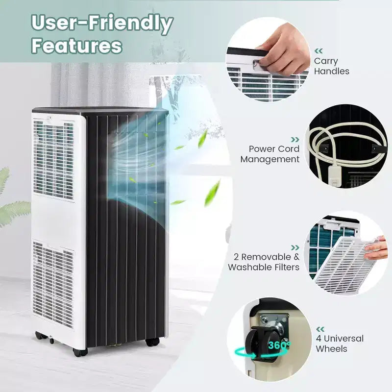 Costway 8000 BTU ASHRAE Portable Air Conditioner 3-in-1 AC Unit w/ Cool Dehum Fan Sleep Mode