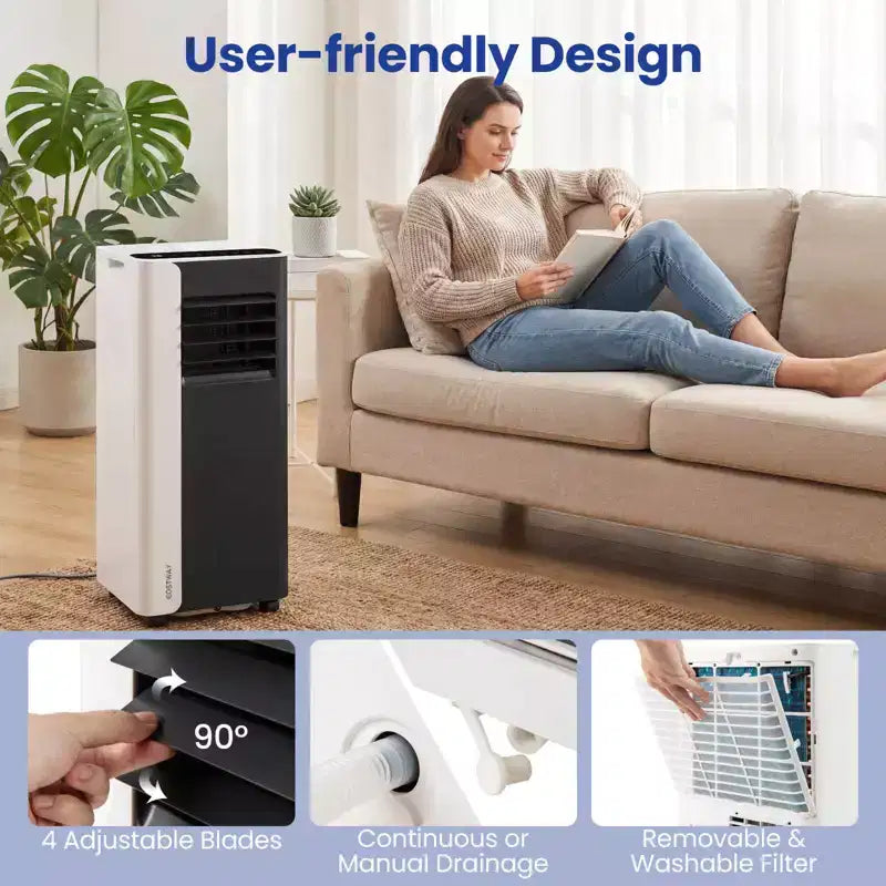 Costway 3 in 1 Portable Air Conditioner with Fan & Dehumidifier Mode, Sleep Mode, 24H Timer