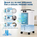 7L Portable Evaporative Air Cooler with Remote Control, 3 Speeds, Timer and Oscillating Fan for Home Office