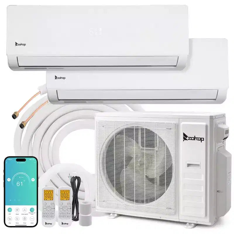 Karl Home 2-Zone 38000 BTU 20 SEER2 Mini Split Air Conditioner with Heat Pump (18K+24K)