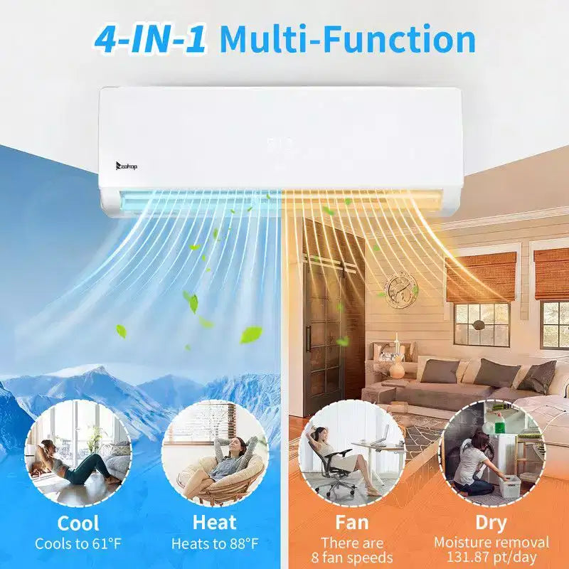 Karl Home 2-Zone 38000 BTU 20 SEER2 Mini Split Air Conditioner with Heat Pump (18K+24K)