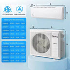 Karl Home 2-Zone 38000 BTU 20 SEER2 Mini Split Air Conditioner with Heat Pump (18K+18K)