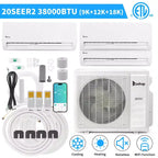 Karl Home 3-Zone 38000 BTU 20 SEER2 Mini Split Air Conditioner with Heat Pump (9K+12K+18K)