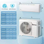 Karl Home 2-Zone 20000 BTU 20 SEER2 Mini Split Air Conditioner with Heat Pump (9K+12K)