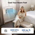 Simzlife 5000 BTU Window Air Conditioner, 2-in-1 AC for 150 Sq.Ft, Easy Installation, Energy-Saving & Quiet Operation, White