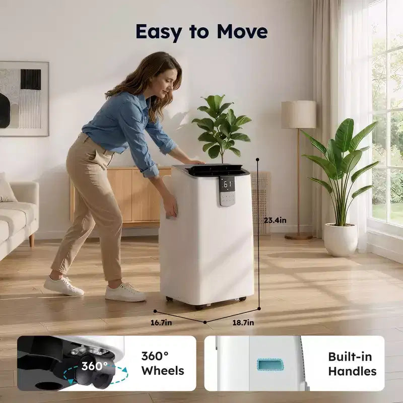 Simzlife Portable AC 14000 btu Quiet Air Conditioner, Cools 450 Sq.Ft, Multifunctional AC, Evaporative Air Cooler with Dehumidifier, Remote Control