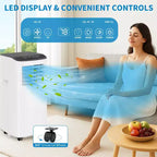 Portable Air Conditioner, 8000 BTU Quiet Cooling with Remote, Ventless Design & Auto Evaporation, for Large Room, Stand Up AC Unit.