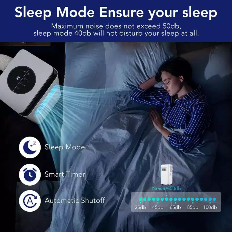 10000 BTU Portable Air Conditioner - 3-in-1 Cooling, Dehumidifier, Fan for Rooms Up to 450 Sq ft, with Remote, Sleep Mode, 24H Timer & Easy Mobility