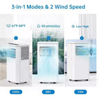 8000 BTU Portable Air Conditioner, 3-in-1 Portable AC Unit with Cooling, Dehumidifier & Fan Modes for Rooms up to 350 sq.ft