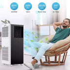 8,000BTUs Portable Air Conditioners Room Up to 350 Sq.Ft, 4-In-1 Portable Ac With Cool, Fan, Dehumidifier &Sleep Mode,Indoor Ac Unit w/Remote Control
