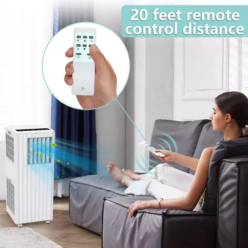 8,000BTUs Portable Air Conditioners Room Up to 350 Sq.Ft, 4-In-1 Portable Ac With Cool, Fan, Dehumidifier &Sleep Mode,Indoor Ac Unit w/Remote Control